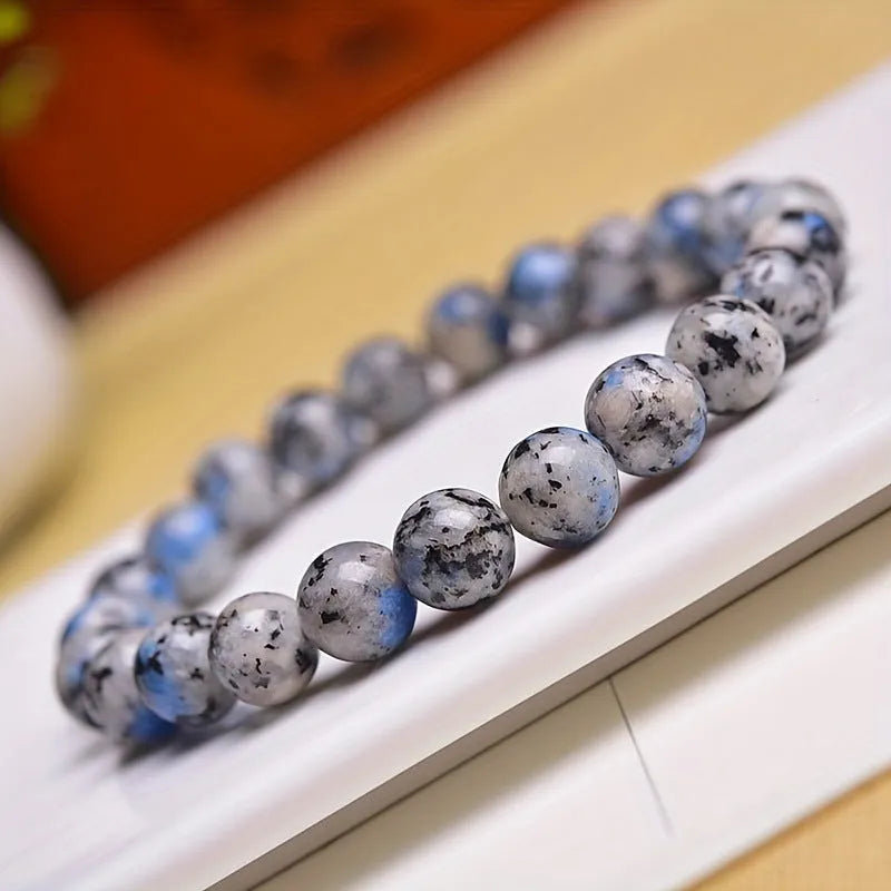 Handmade natural K2 azurite stone beaded bracelet with geometric new Chinese style design