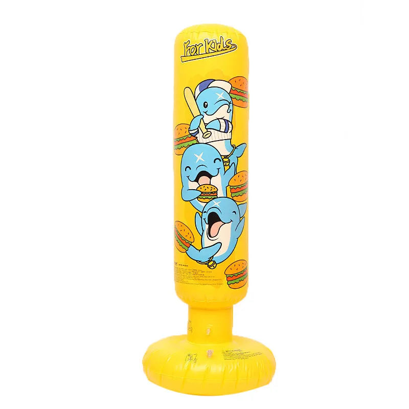 Yellow hamburger inflatable boxing column standing vertically at 120cm tall