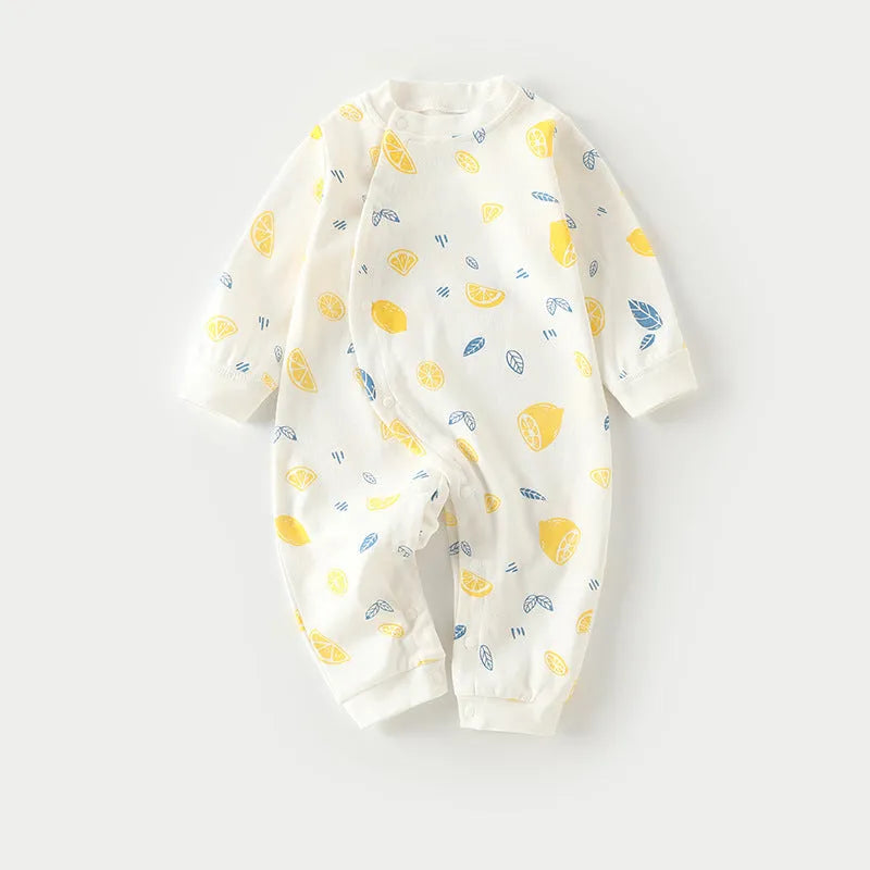Cotton baby pyjamas onesie in cartoon dragon print for infants 0-1 years old