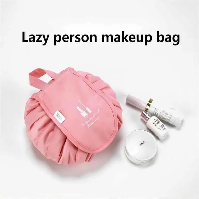 Large capacity waterproof polyester drawstring makeup bag in Korean style, available in multiple colours for travel and home storage