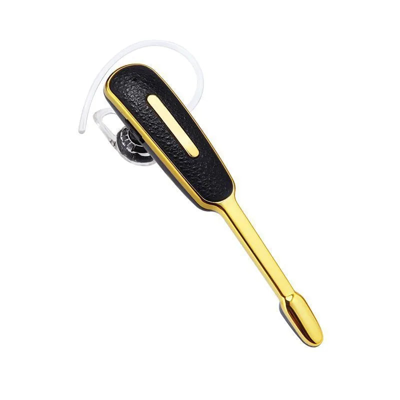 Leather pattern Bluetooth headset mono earplug in Black Silver with single side strip design