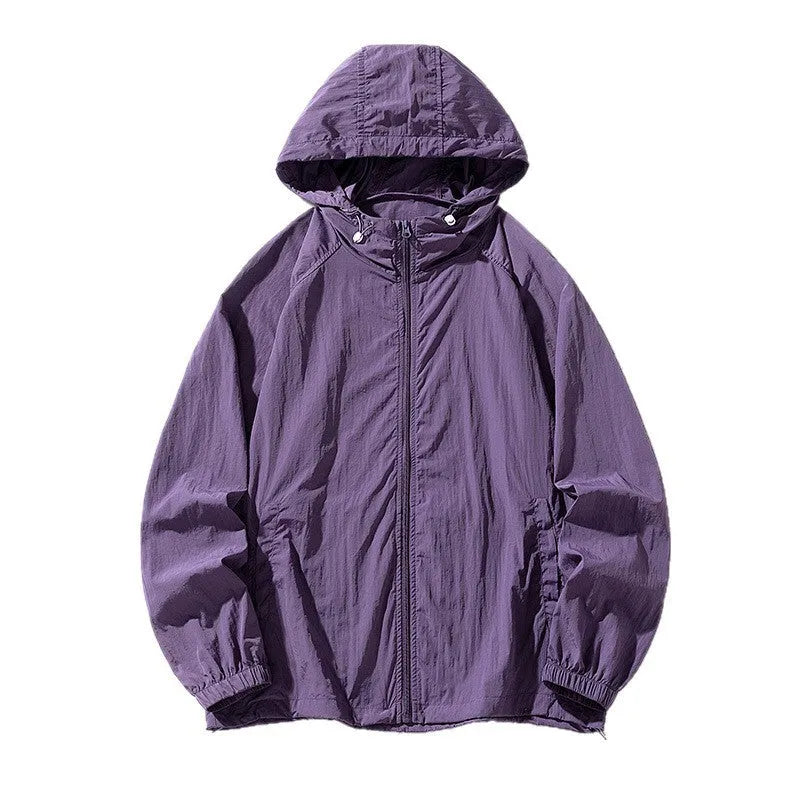 Outdoor sports coat jacket in nylon blend fabric available in multiple colours including beige, black, gray, navy blue, pink, purple, and wine red
