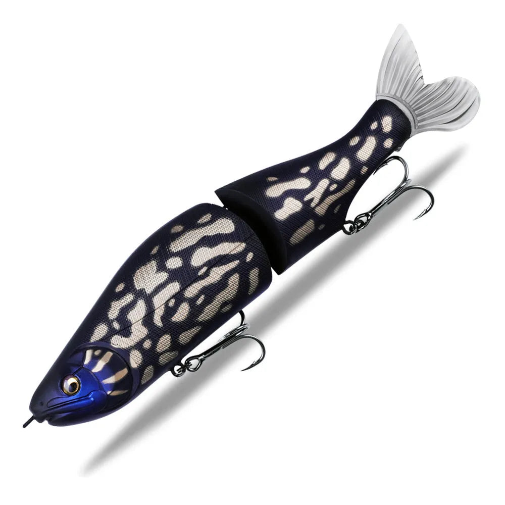 Hard plastic fishing swim bait lure measuring 185mm in length in one of fifteen available colours.