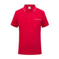 Short sleeve lapel polo shirt in spandex with a chest pocket, shown in apricot colour.