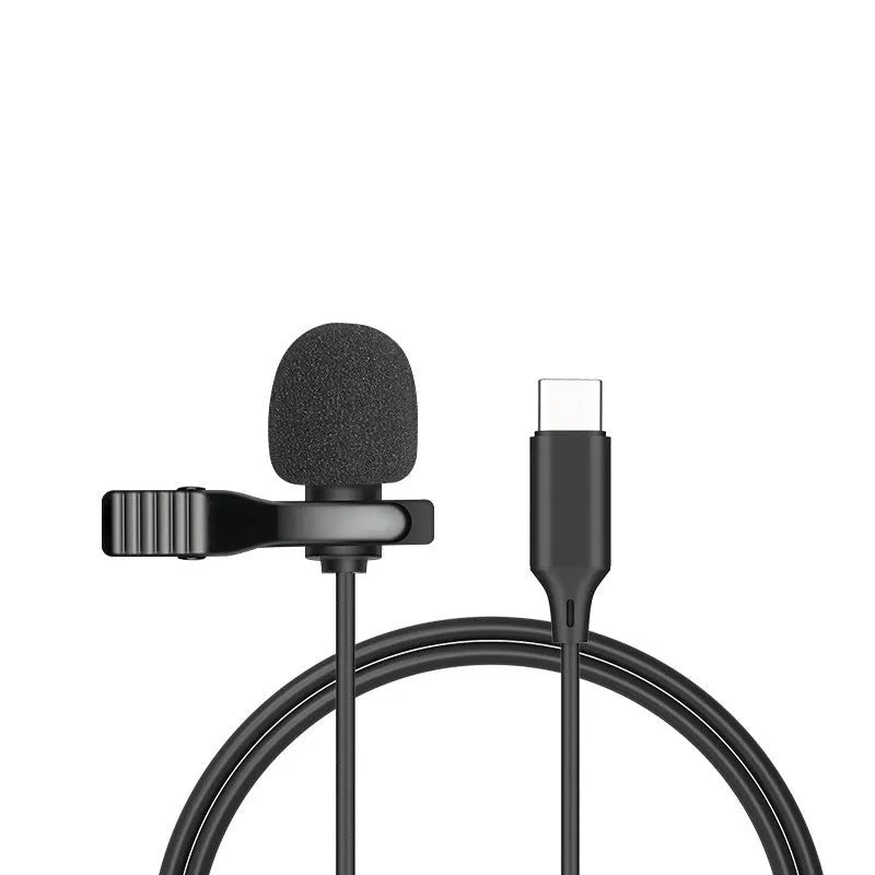 Apple-compatible lavalier lapel microphone headset with 1.5m black cable and multiple plug options