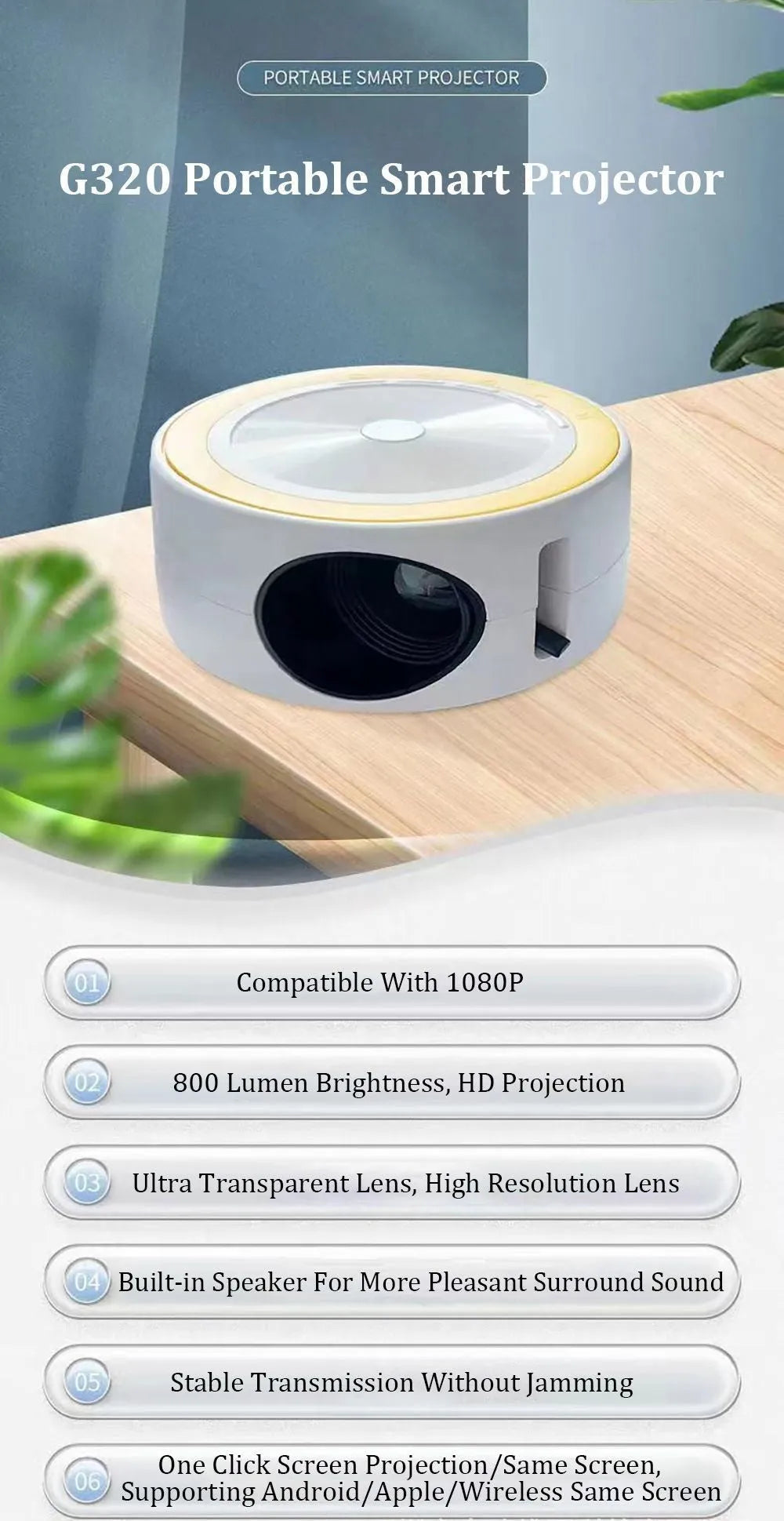 YT200 portable LED projector in black white yellow white blue white colour options with remote control