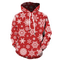 Red polyester fibre men's casual Christmas hoodie pullover no collar on model