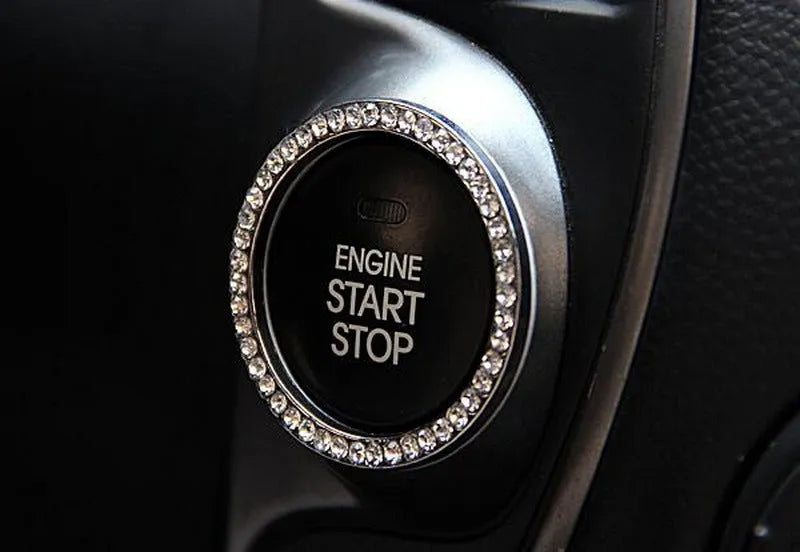 Diamond pattern 3D sticker car ignition ring decoration in silver