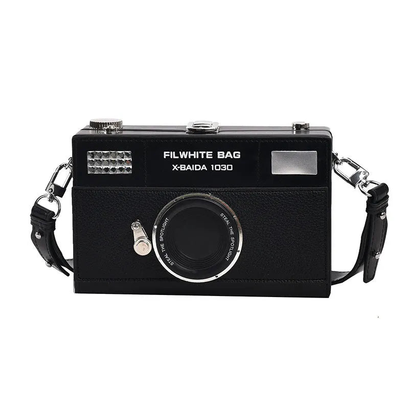 Soft PU mini crossbody camera bag in a horizontal square design with an adjustable strap