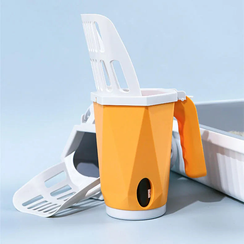Self-cleaning cat litter scoop in grey, 26x14x11cm PP material, suitable for all cat litter types