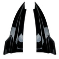 PP plastic car rear corner protectors in piano black and carbon fibre pattern finishes shown as a left and right set