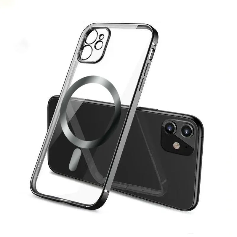 Magnetic suction electroplated phone case for Apple iPhone in solid colours