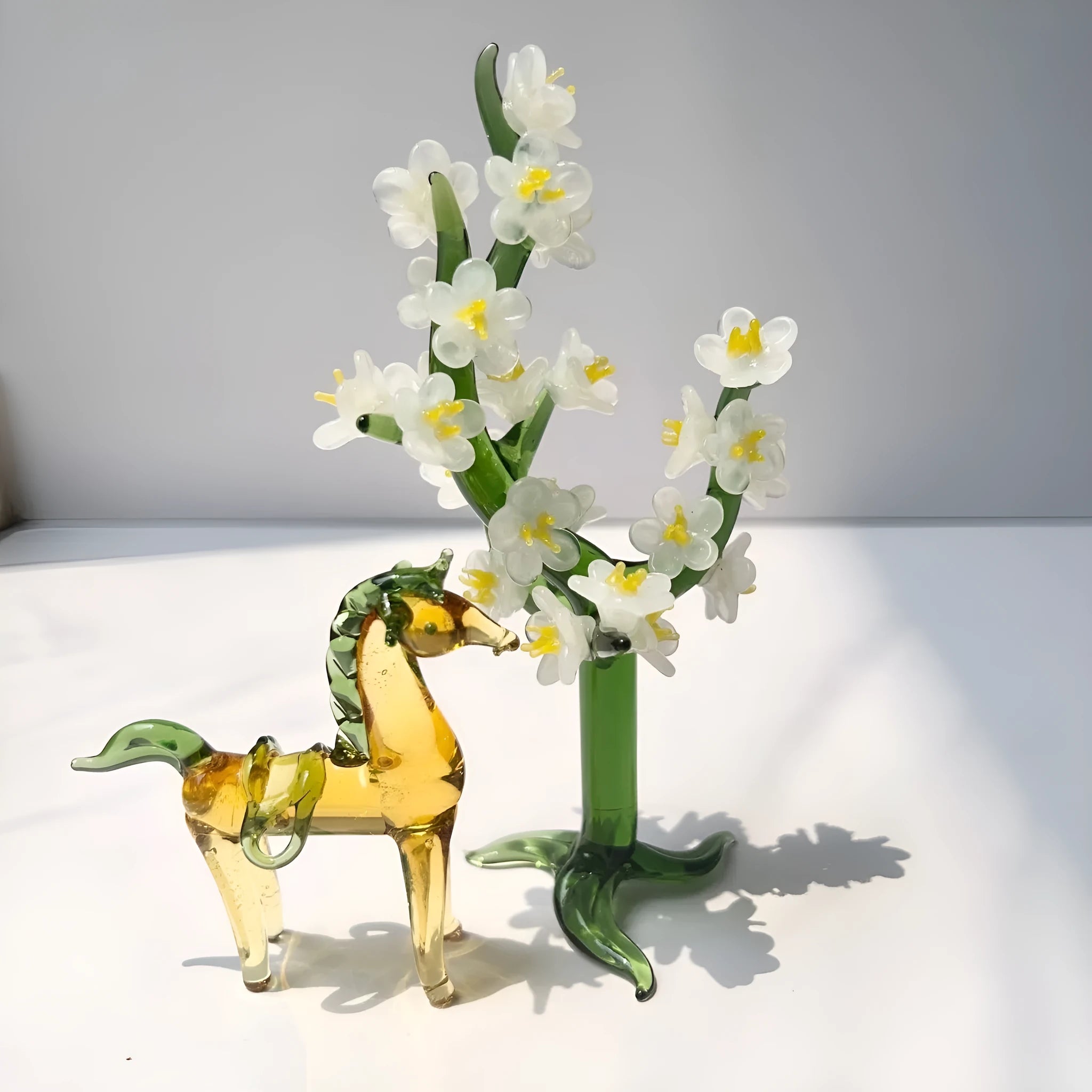 Glazed horse figurine office decoration in modern minimalist style with coloured glaze finish