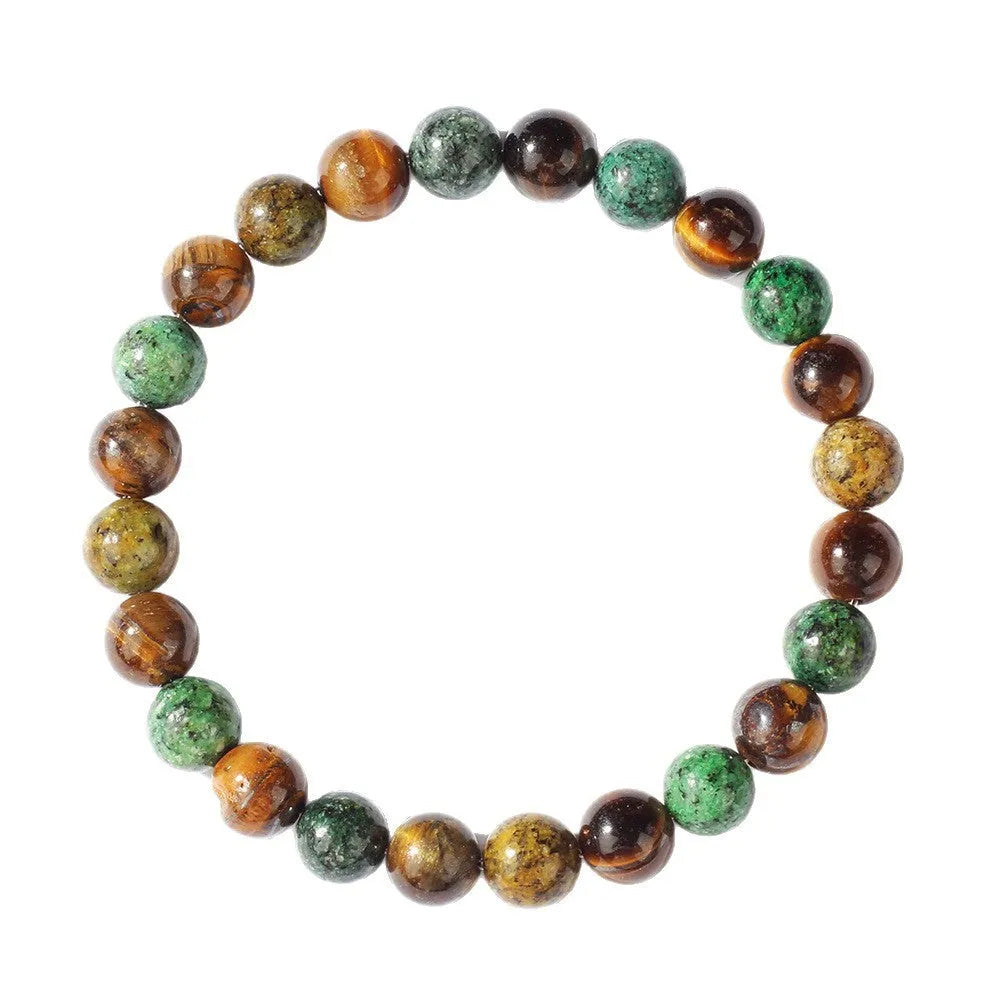 Handmade Tigereye fortune bracelet with natural stone and antique flower design in L1805 colour.