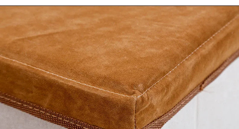 Foldable pet dog stairs in brown flannel and cotton with a cloth storage box underneath