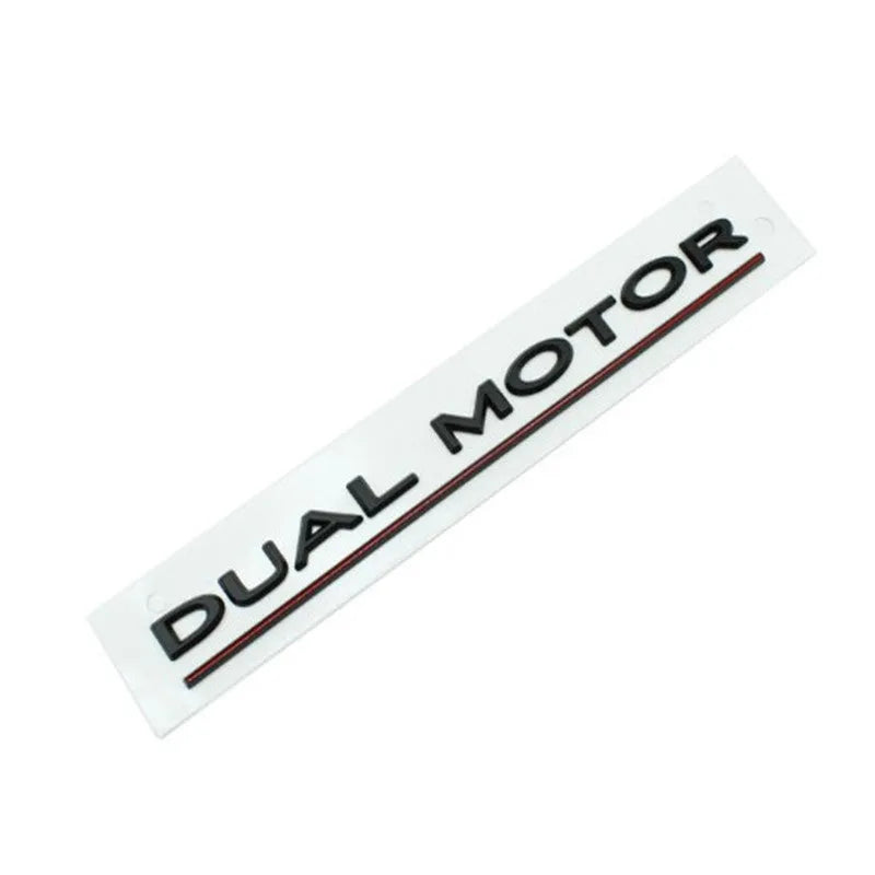 Tesla Model 3 Performance bumper sticker in ABS plastic with black and red stripes, shown at 19cm by 3cm.