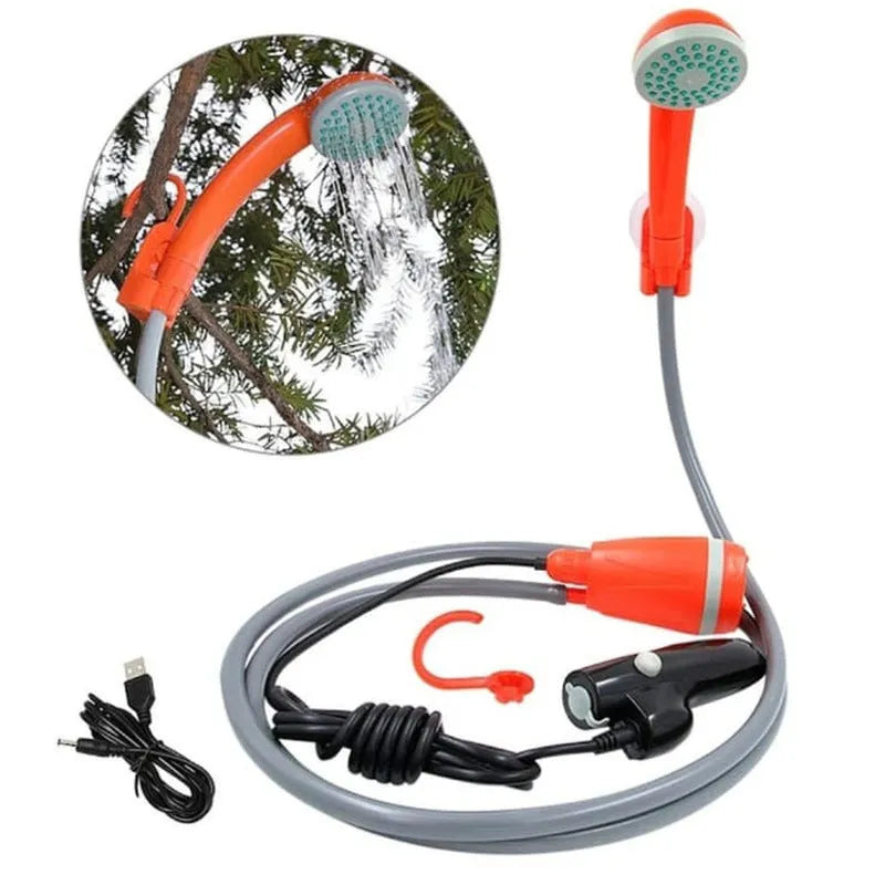 Portable USB wireless vehicle shower with blue lithium battery and water hose
