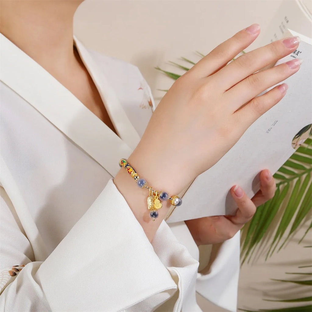 Handmade sugar heart agate bracelet in retro ethnic style for women