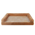 Square cloth-covered dog bed with sponge filling shown in beige, dimensions 100x60cm for scale.