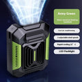 USB charging outdoor portable handheld fan with brushless motor, 3 speeds, no-blade design, and lighting function