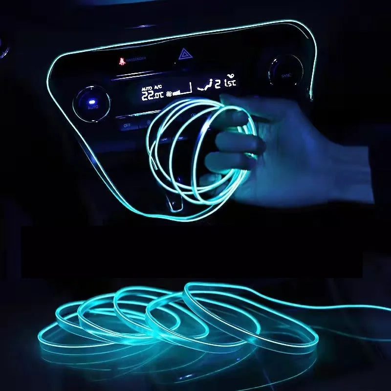 6 metre car ambient light USB LED cable showing colour options for vehicle interior installation