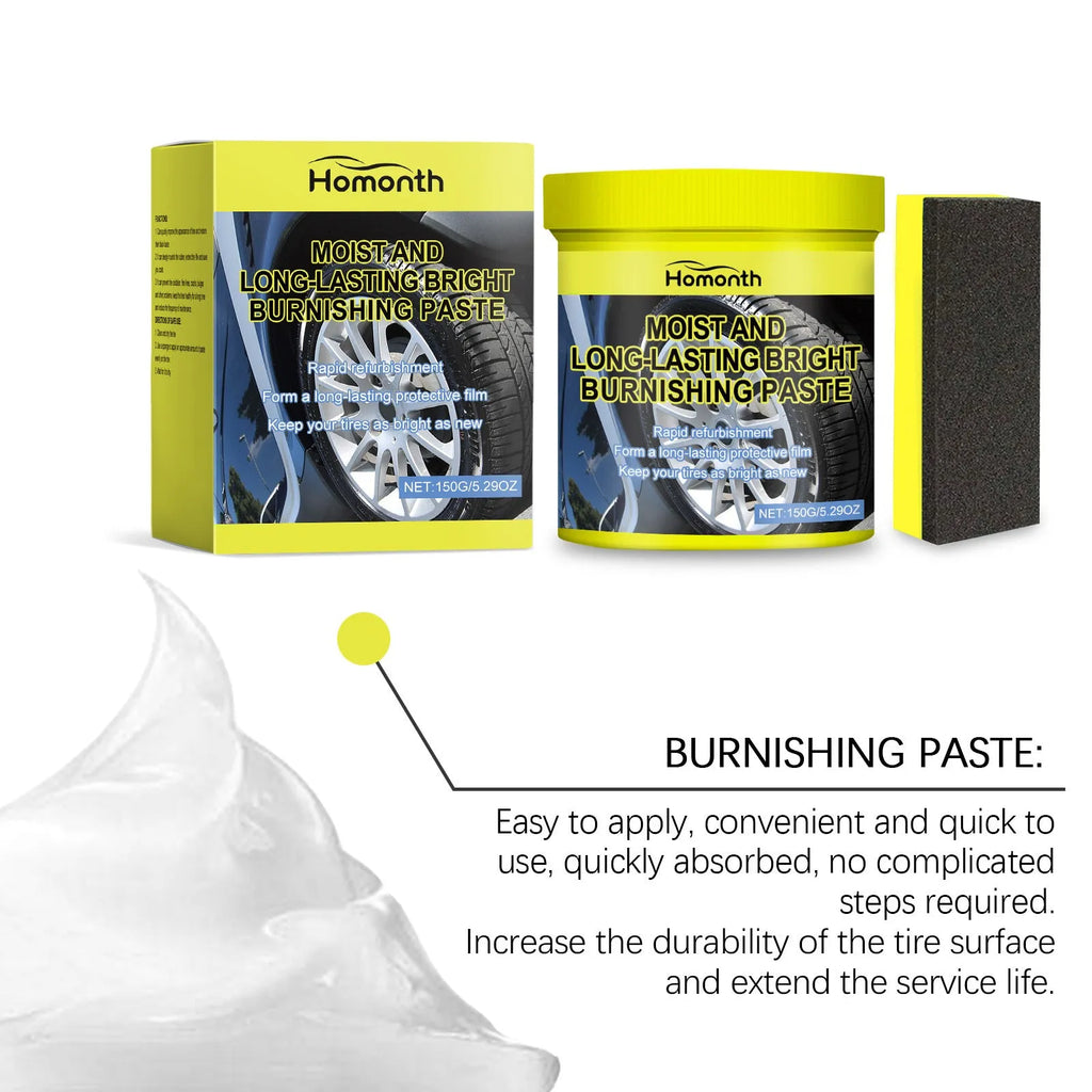 150g tyre maintenance coating paste tub with sponge applicator for car and motorcycle tyres
