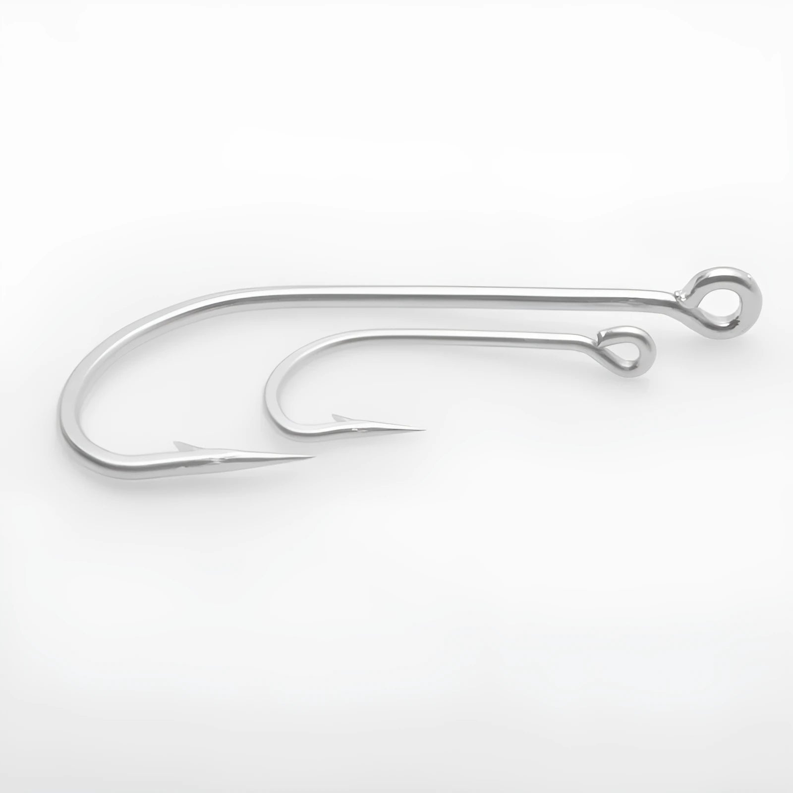 Set of alloy sea fishing hooks in various styles for ocean boat fishing.
