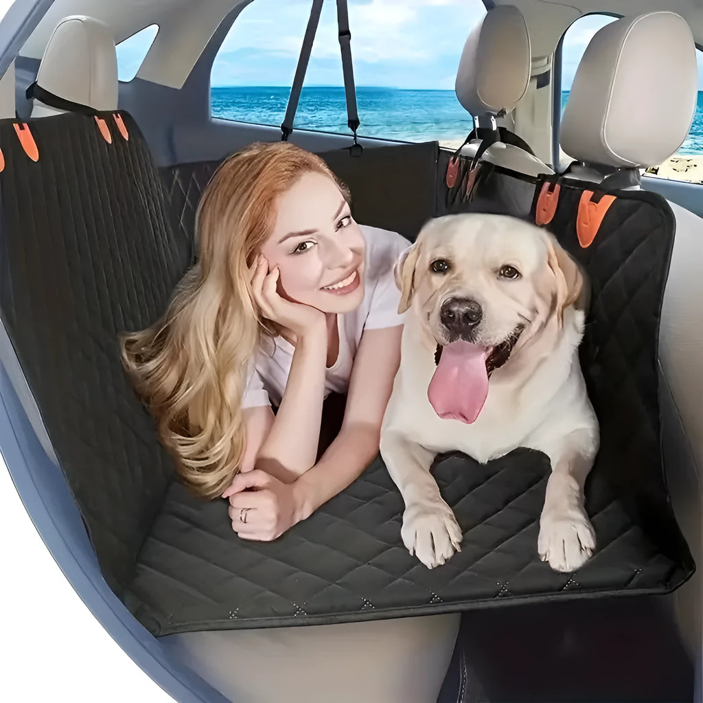 Black waterproof polyester car pet mat for dogs, 132 x 160cm, vehicle-mounted and load-bearing