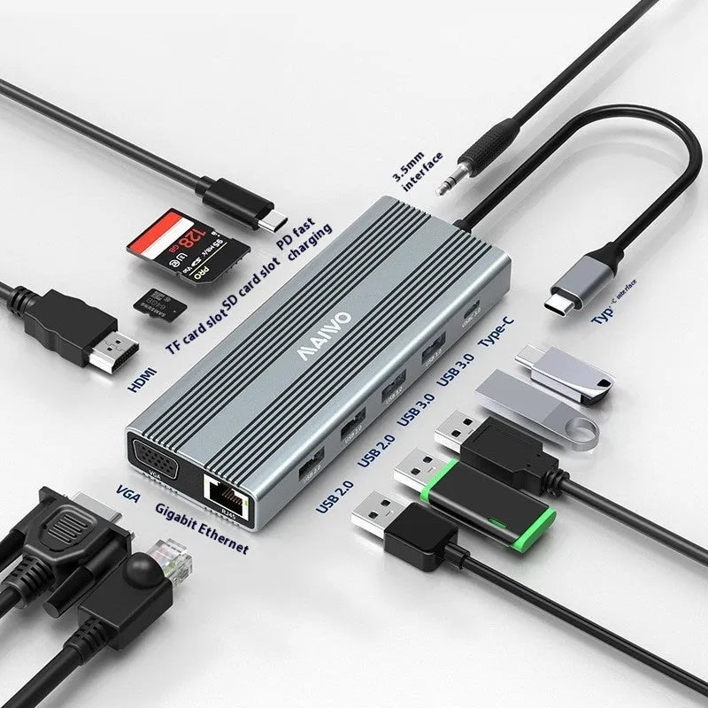 Aluminium alloy Steam Deck six-in-one docking station with HDMI, Ethernet, and USB ports.