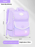 Girls' waterproof Oxford cloth schoolbag in pink, purple, or green colours for primary school years 3 to 6