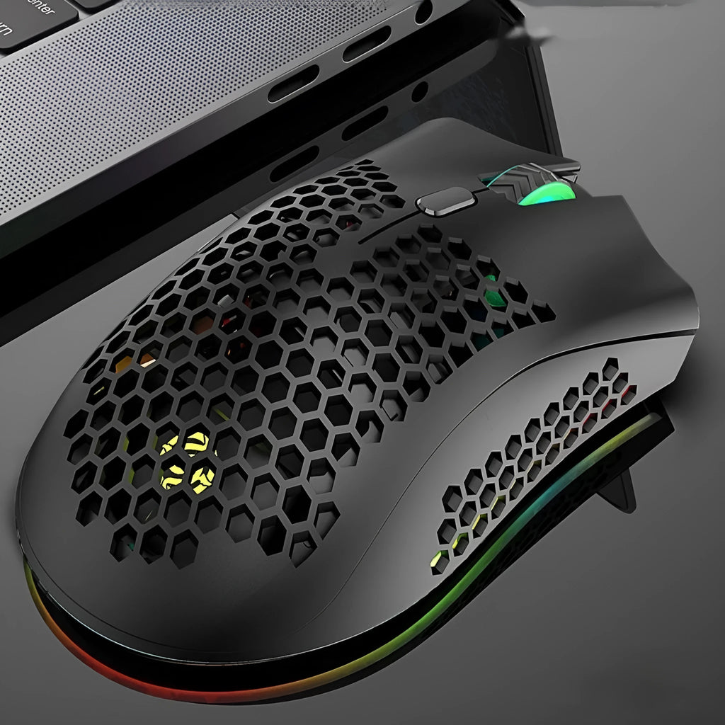 Hollow-out luminous wireless gaming mouse with charging function