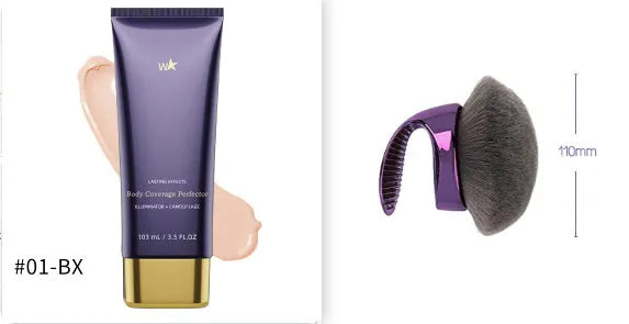 Waterproof body tattoo concealer care cream with foundation brush in packaging