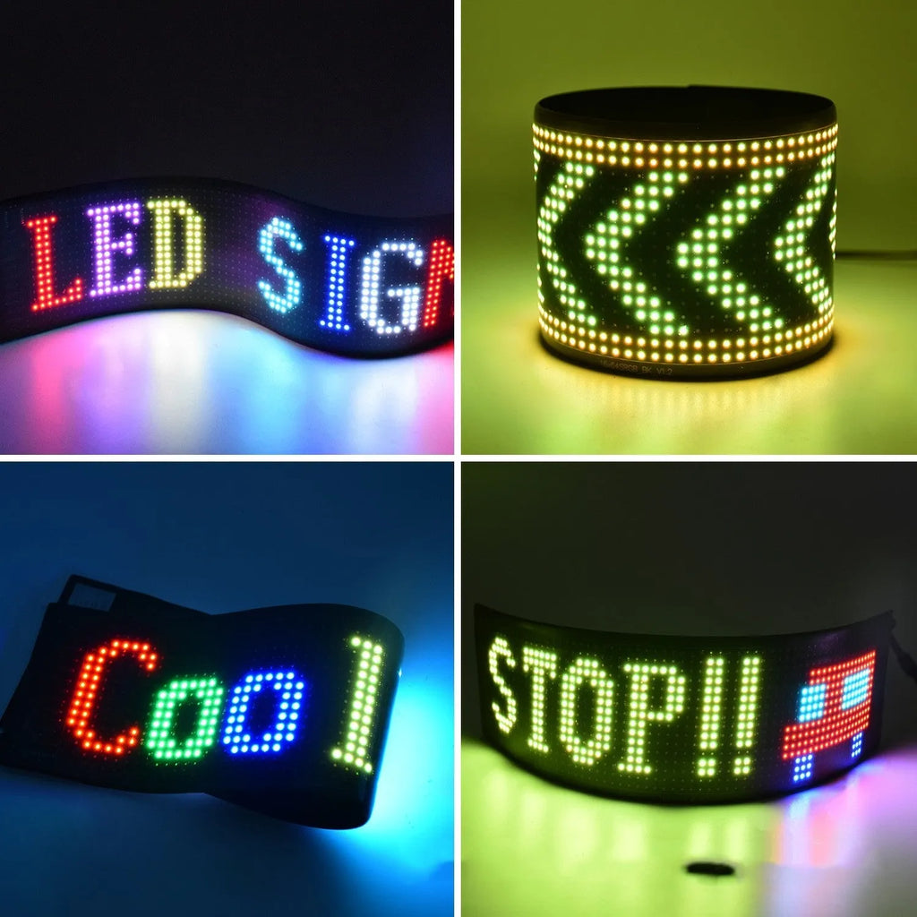 Programmable LED car sign with full-colour display showing custom text message