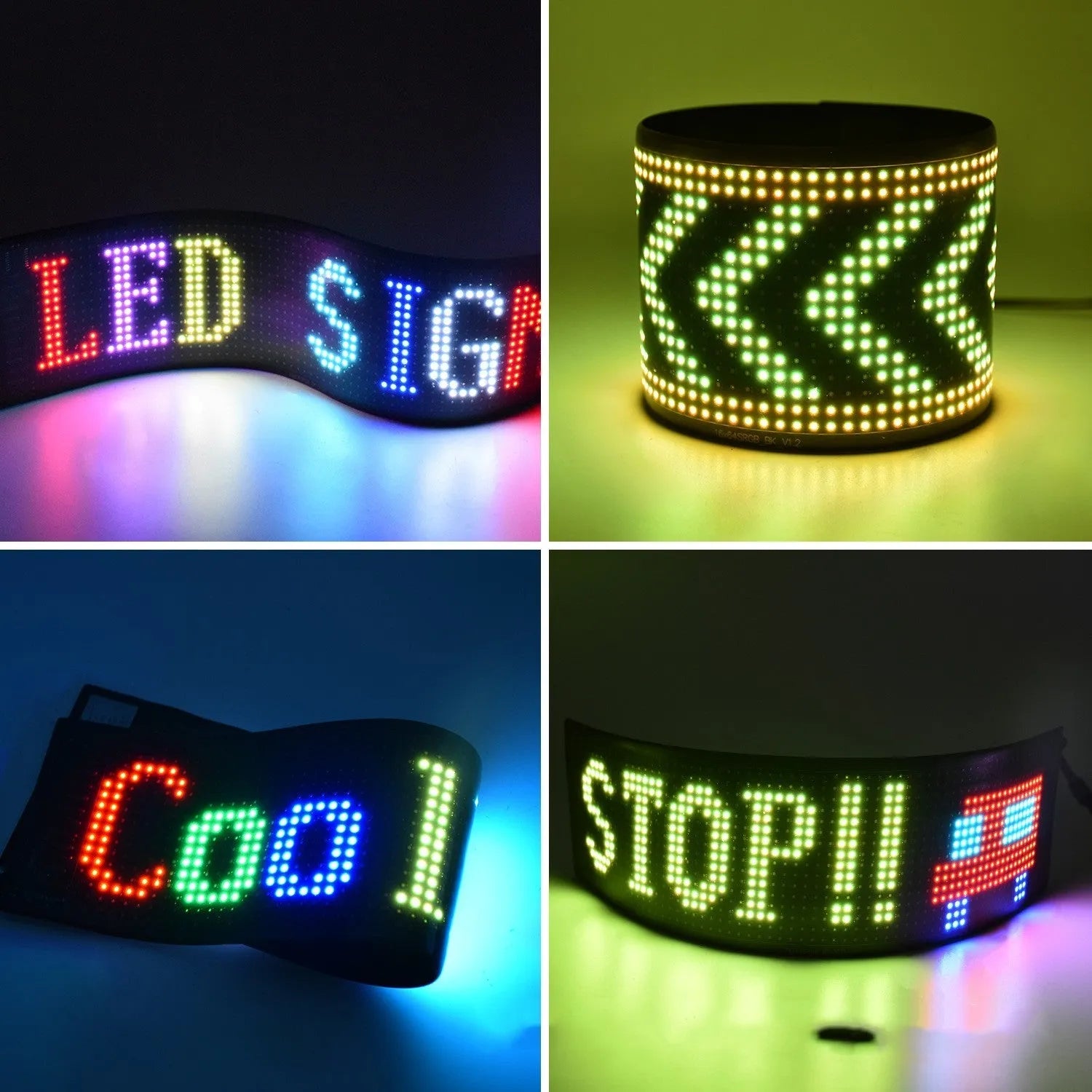 Programmable LED car sign with full-colour display showing custom text message