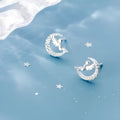 Silver plated angel stud earrings for women, Korean-style fresh glossy design, silvery colour, simple stud shape
