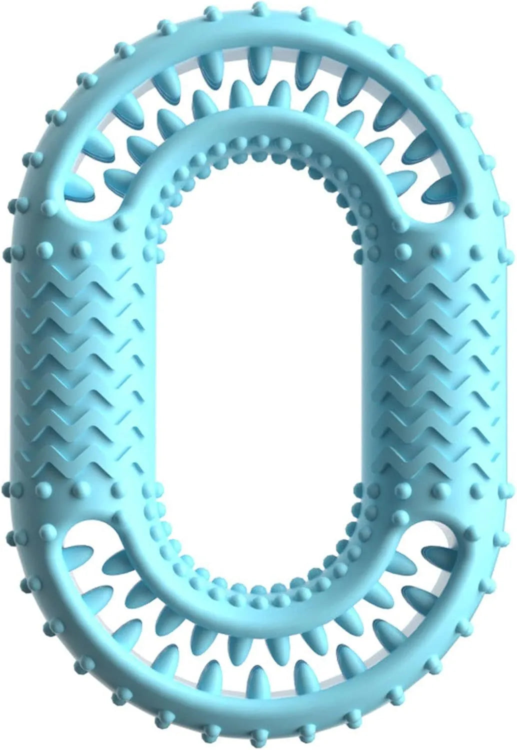 Blue O-ring shaped dog chew toy for aggressive chewers and dental plaque reduction
