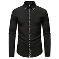 Men's black colour block long sleeve slim fit cardigan shirt in polyester