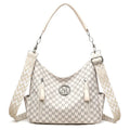 Retro simple printed PU leather messenger bag with double shoulder straps and an outer sandwich pocket.