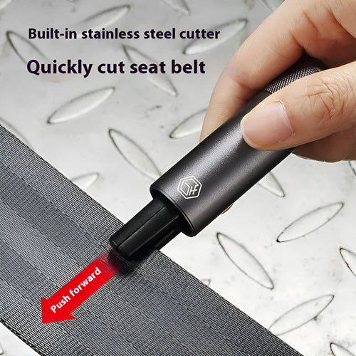 Gun grey aluminium alloy car safety hammer with seatbelt cutter, 87mm length