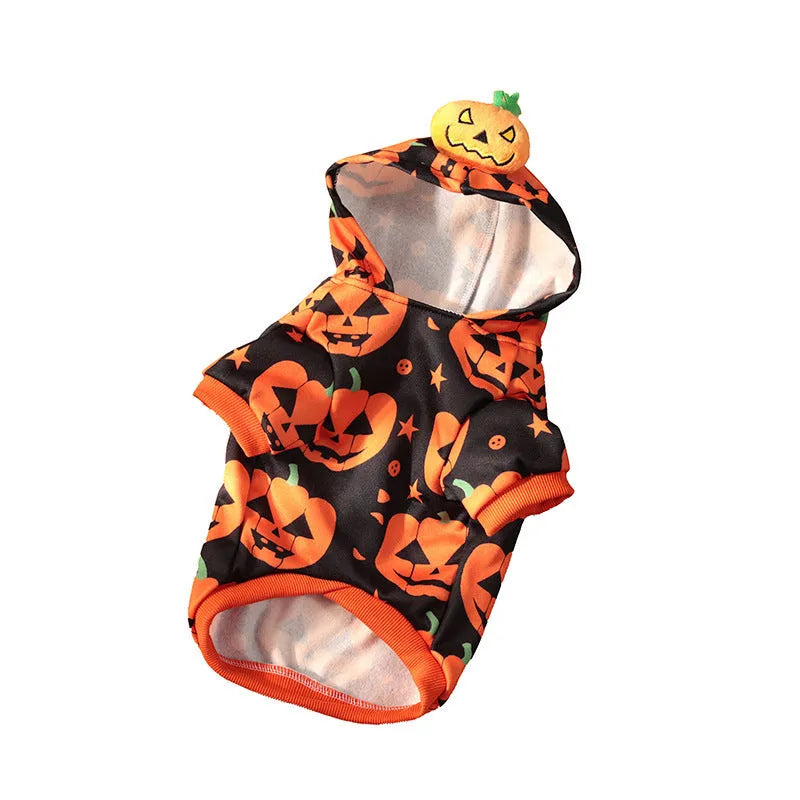 Wansheng pet pumpkin sweater in orange polyester fabric for dogs and cats sizes S to 2XL