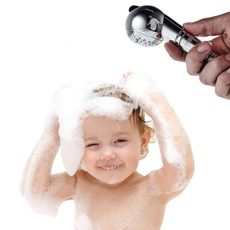 Silver ABS plastic handheld shower head for gentle pet and baby bathing