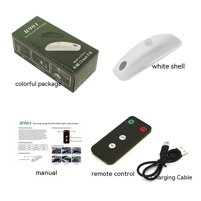 Car strobe light with remote control for weather visibility safety