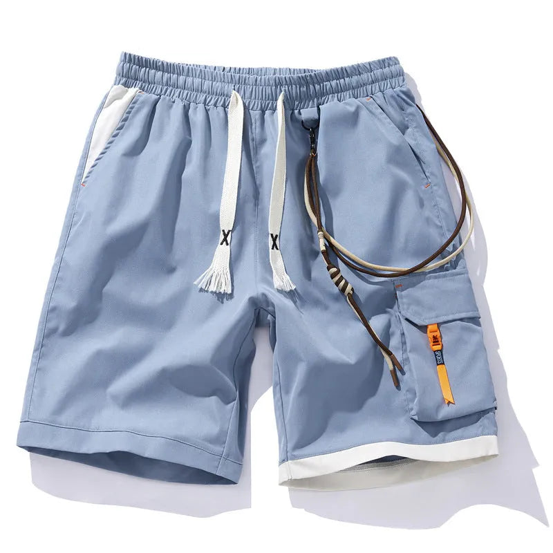 Men's plus size bamboo fibre shorts in a straight-leg cropped design on a hanger.