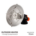 Black and orange portable camping stove with automatic ignition on a rocky outdoor surface.