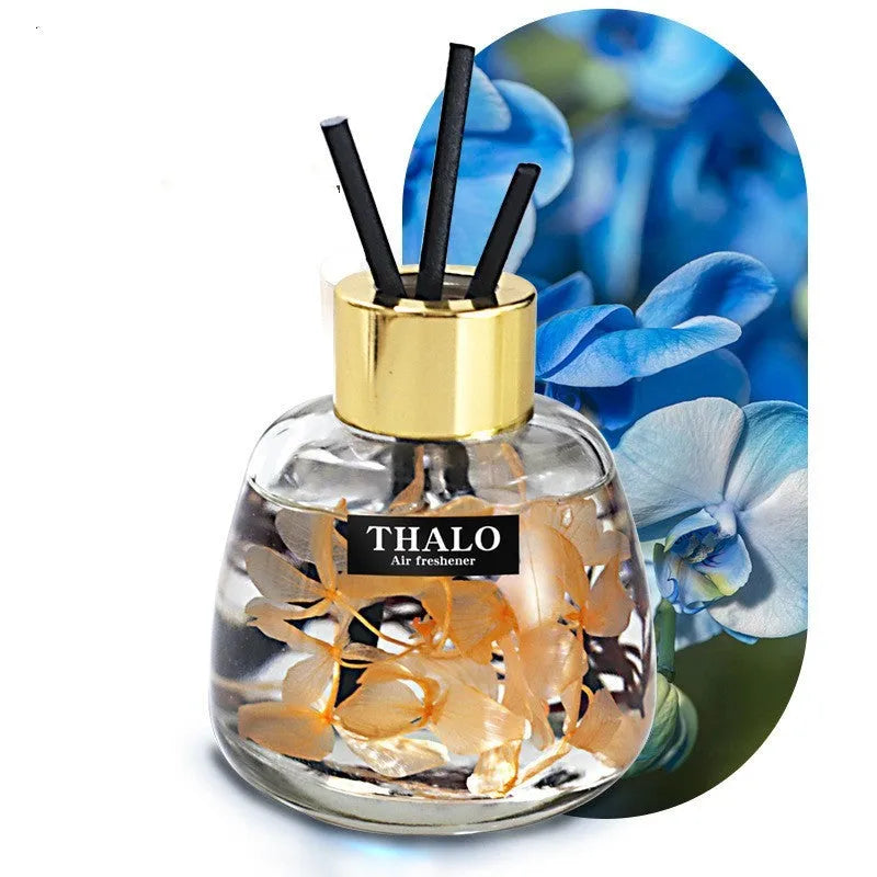 Creative glass bottle car perfume ornament for loose incense aromatherapy, shown in various colour scents.