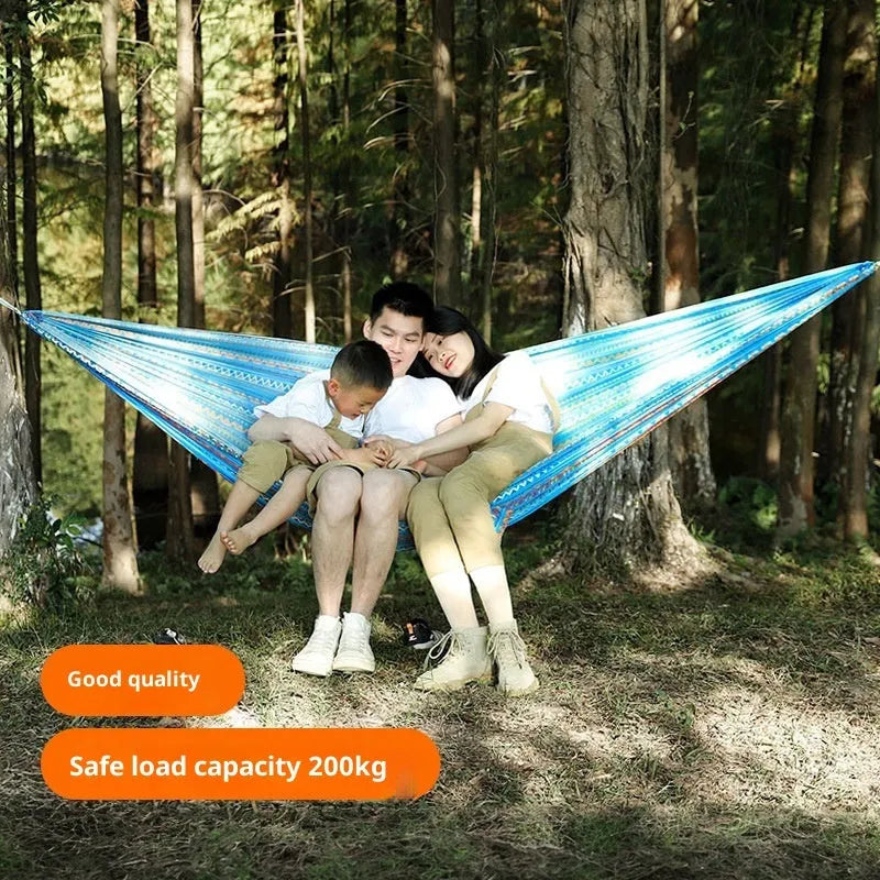 Parachute cloth printing park camping hammock in bohemian print, 260x140cm, polyester, 200kg capacity
