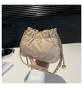 Diamond embroidery thread women's chain shoulder bag in PU leather bucket shape