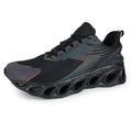 Men's low-top lace-up casual trainers in black with breathable mesh upper and lightweight sole.
