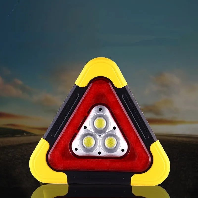 Car mounted tripod warning sign light in picture colour, large or small, with solar charging and 6400mAh battery.
