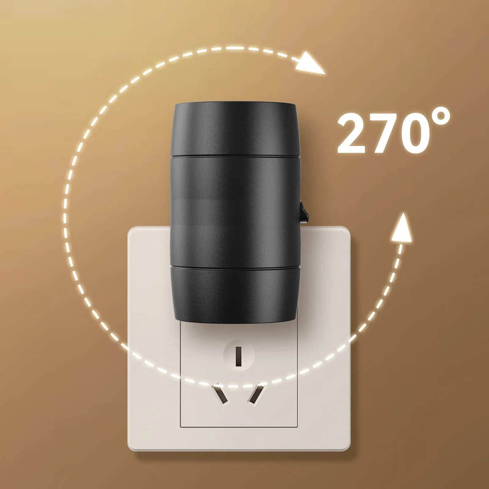 White plug-in night lamp with adjustable brightness control and rotatable light head